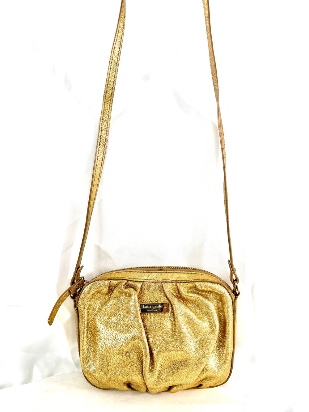 Kate Spade Gold Metallic Leather Mini Bag Shoulder Crossbody Brass